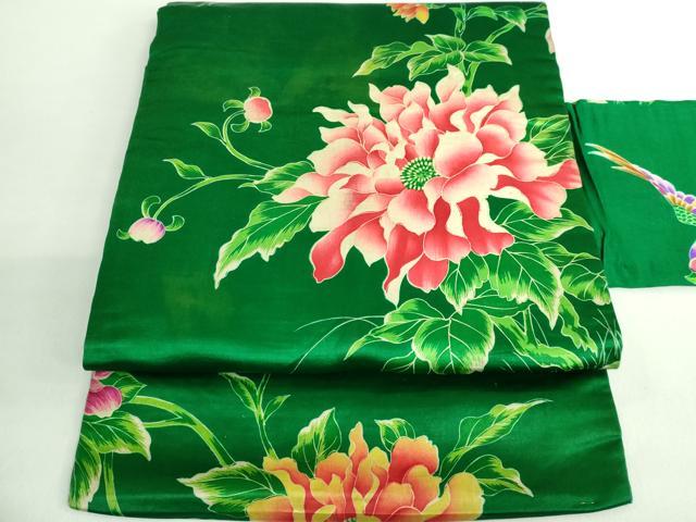平和屋着物●極上　アンティーク　大正ロマン　九寸名古屋帯　花鳥文　逸品　DZAB2868kh6