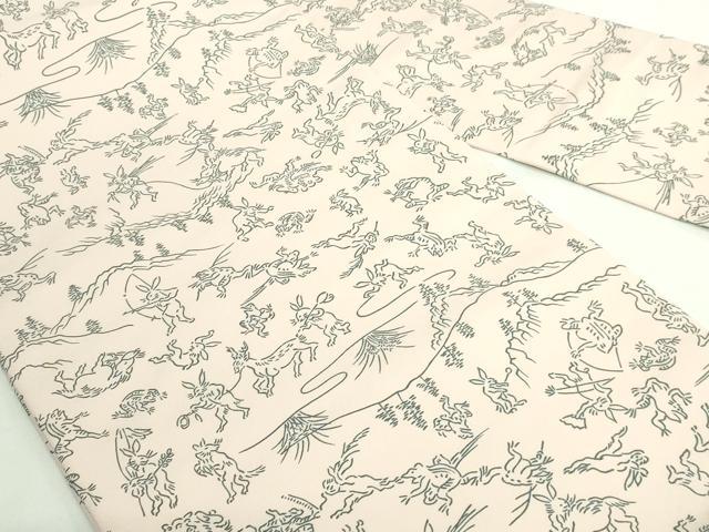 平和屋着物●極上　九寸名古屋帯　鳥獣戯画　色　逸品　未使用　DZAB2903kh6