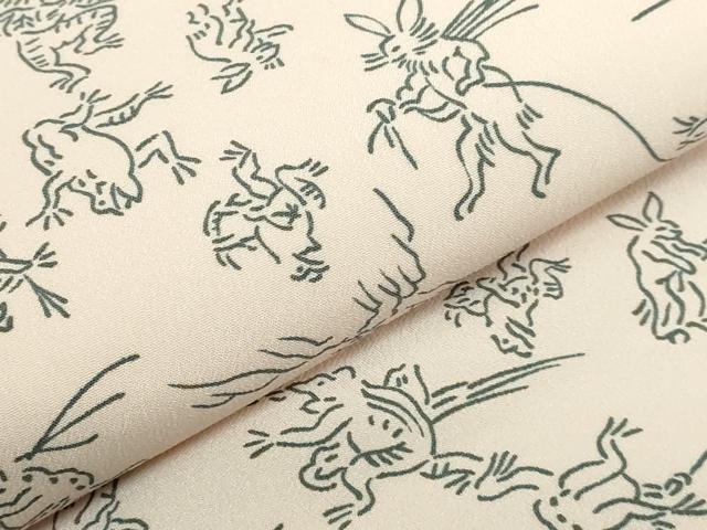 平和屋着物●極上　九寸名古屋帯　鳥獣戯画　色　逸品　未使用　DZAB2903kh6