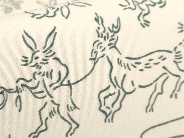 平和屋着物●極上　九寸名古屋帯　鳥獣戯画　色　逸品　未使用　DZAB2903kh6