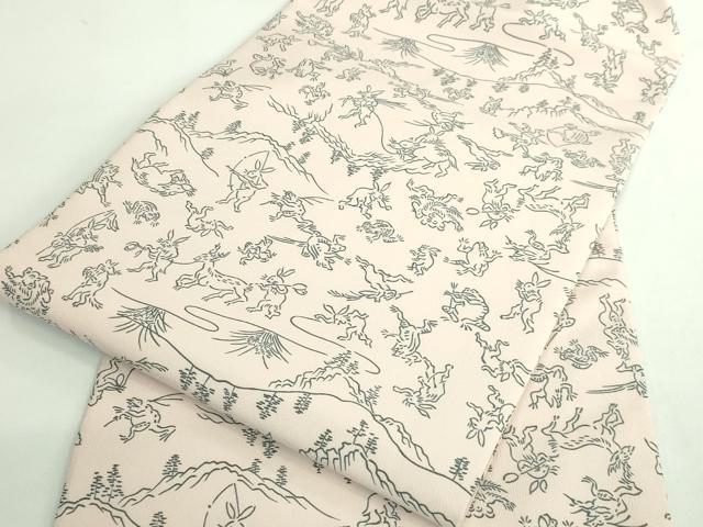 平和屋着物●極上　九寸名古屋帯　鳥獣戯画　色　逸品　未使用　DZAB2903kh6