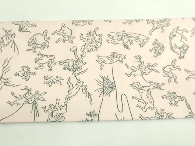 平和屋着物●極上　九寸名古屋帯　鳥獣戯画　色　逸品　未使用　DZAB2903kh6