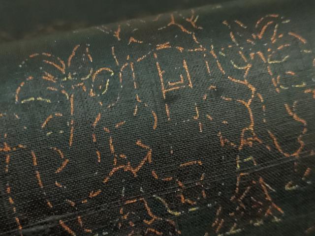 平和屋着物●極上　ファッションデザイナー　稲葉賀恵　太鼓柄袋帯　紬地　刺繍　樹下人獣花文　黒地　逸品　DZAB2909kh6_6