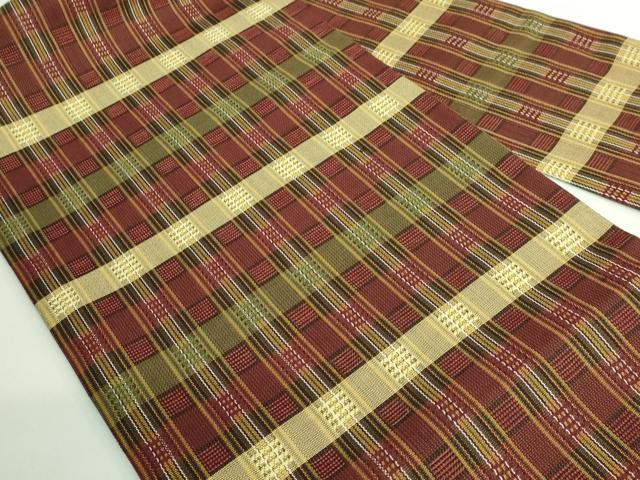 平和屋着物●極上　九寸名古屋帯　格子　逸品　DZAB2918kh6_1