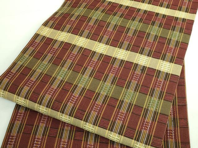 平和屋着物●極上　九寸名古屋帯　格子　逸品　DZAB2918kh6_5
