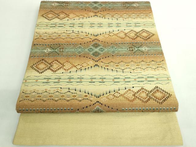 平和屋着物●極上　本場琉球　読谷山花織　紬地　九寸開き名古屋帯　逸品　DZAB2922kh6