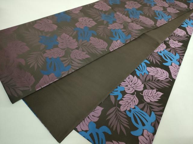 平和屋着物●極上　全通柄袋帯　ウミガメ　憲法黒茶色地　逸品　DZAB2946kh6_6