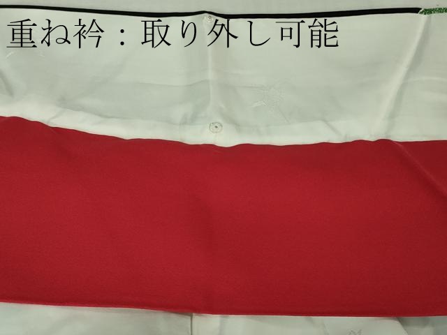 平和屋本店●極上　振袖　駒刺繍　鴛鴦花文　たたき染め　黒地　金彩　逸品　DZAB2956kh6_8
