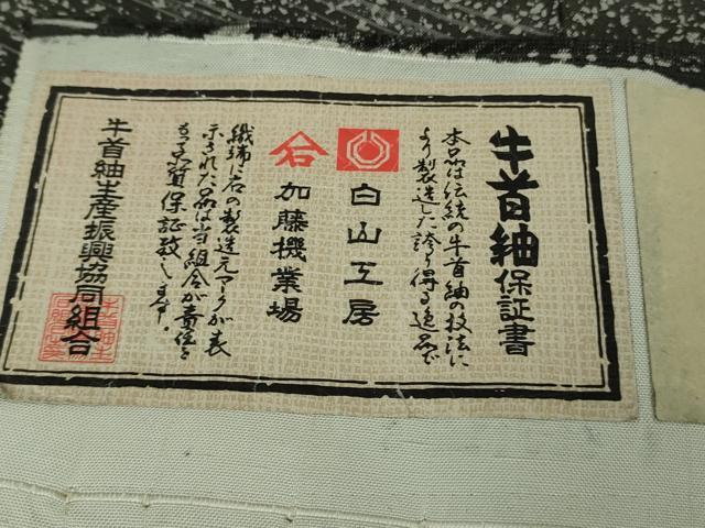 平和屋本店●極上　石川県指定無形文化財　牛首紬　白山工房　手織り　訪問着　刺繍　輪重ね　霞文　証紙付き　逸品　DZAB2968kh6_7