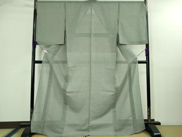 平和屋着物＊極上　夏物　京の名門・菱屋六右ェ門　紬　格子　反端付き　逸品　DZAB3006kh6_1