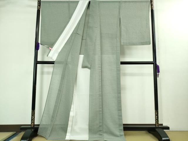 平和屋着物＊極上　夏物　京の名門・菱屋六右ェ門　紬　格子　反端付き　逸品　DZAB3006kh6_2