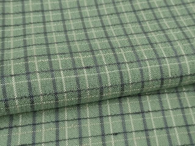 平和屋着物＊極上　夏物　京の名門・菱屋六右ェ門　紬　格子　反端付き　逸品　DZAB3006kh6_6