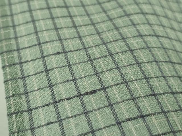 平和屋着物＊極上　夏物　京の名門・菱屋六右ェ門　紬　格子　反端付き　逸品　DZAB3006kh6_8
