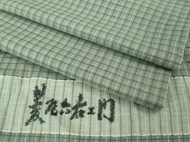 平和屋着物＊極上　夏物　京の名門・菱屋六右ェ門　紬　格子　反端付き　逸品　DZAB3006kh6