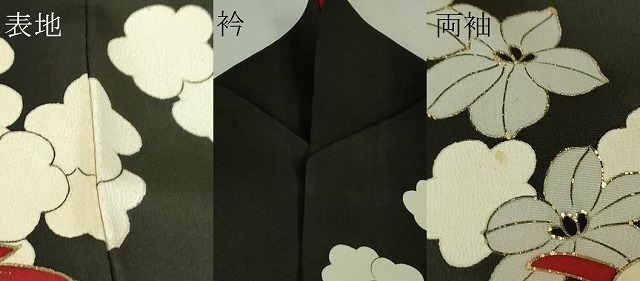 平和屋本店●極上　アンティーク　大正ロマン　訪問着　中国三大刺繍　相良刺繍　乱菊　黒地　金彩　逸品　DZAB3025kh6_9