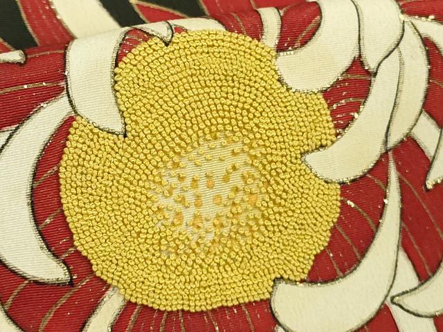 平和屋本店●極上　アンティーク　大正ロマン　訪問着　中国三大刺繍　相良刺繍　乱菊　黒地　金彩　逸品　DZAB3025kh6_8