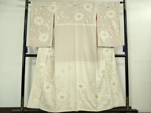 平和屋本店●極上　アンティーク　大正ロマン　訪問着　駒刺繍　花唐草文　金糸　逸品　DZAB3029kh6