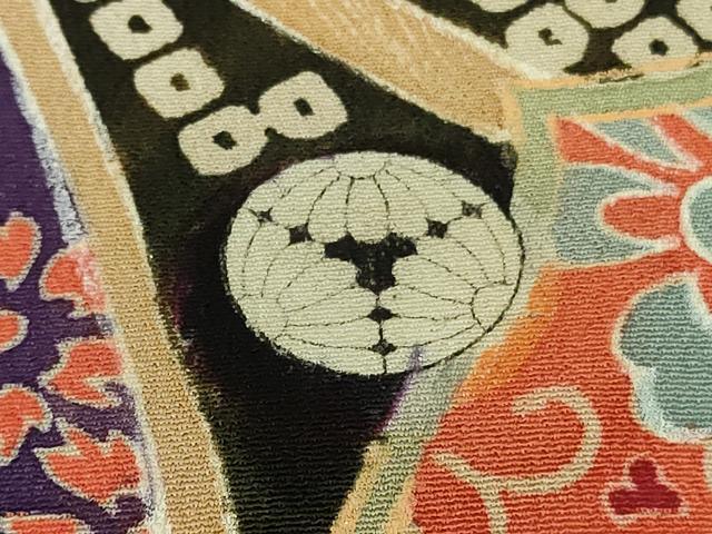 平和屋本店●極上　アンティーク　大正ロマン　お引きずり・お引き摺り　引き振袖　駒刺繍　鳳凰吉祥花文　黒地　金彩　逸品　DZAB3032kh6_8