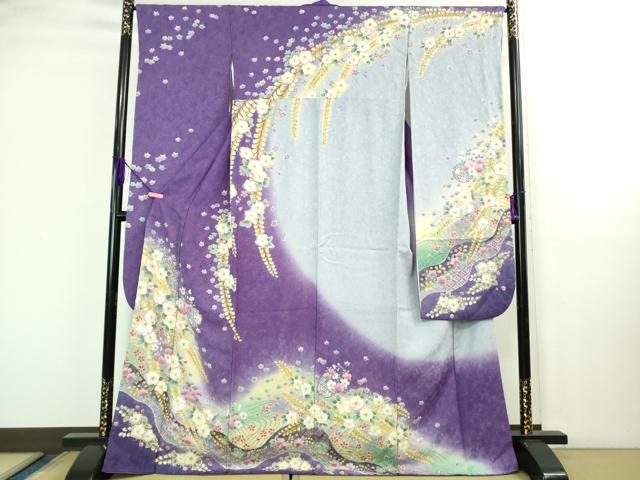 平和屋着物●極上　振袖　辻が花　暈し染め　金彩　金通し地　逸品　DZAB3035kh6