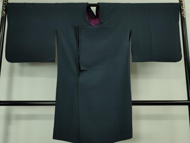 平和屋着物＃極上　コート作家　三本賢　和装コート　ロング丈　濃紺地　逸品　DZAB3051kh6