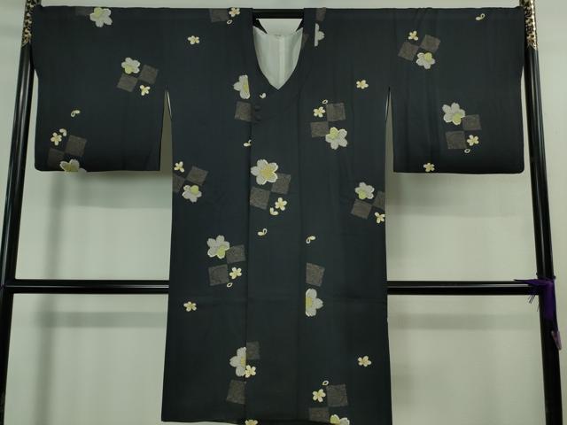 平和屋着物■極上　道行コート　ロング丈　舞桜　濃紺地　金彩　反端付き　逸品　DZAB3053kh6 平和屋着物□極上 道行コート ロング丈 舞桜 濃紺地 金彩 反端付き
