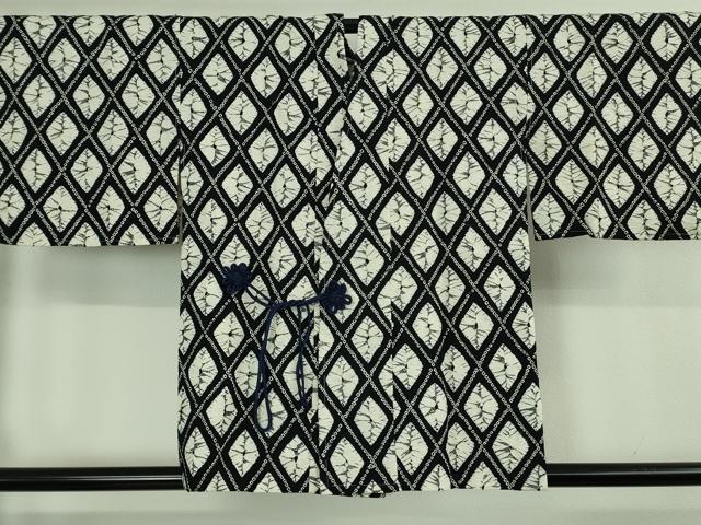 平和屋着物＃極上　道中着　絞り　菱文　黒地　逸品　未使用　DZAB3054kh6