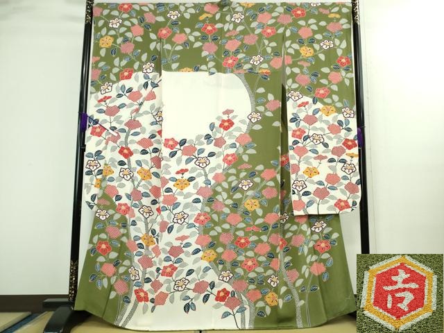 平和屋着物＊夏物　小紋　舞桜文　洗える着物　AABF6842jd 平和屋着物□訪問着 駒刺繍 草花文 正絹 逸品 AABI4164sx - メルカリ