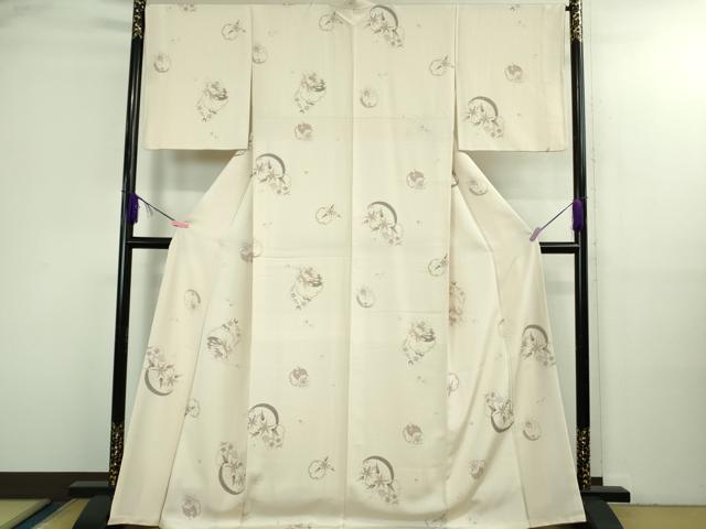 平和屋着物●極上　小紋　雪輪　草花文　桜色地　逸品　DZAB3083kh6_1