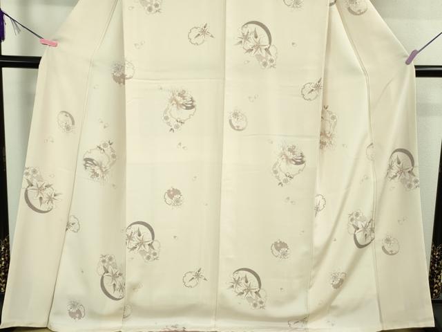 平和屋着物●極上　小紋　雪輪　草花文　桜色地　逸品　DZAB3083kh6_4