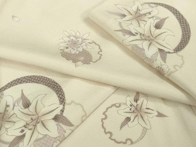 平和屋着物●極上　小紋　雪輪　草花文　桜色地　逸品　DZAB3083kh6