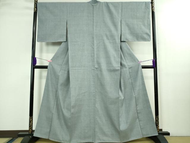平和屋本店●極上　本場結城紬　重要無形文化財　色無地　藍鼠色　逸品　未使用　DZAB3097kh6_1