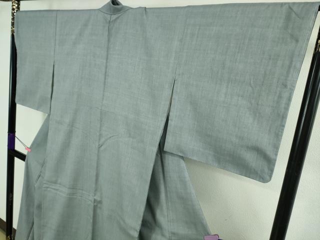 平和屋本店●極上　本場結城紬　重要無形文化財　色無地　藍鼠色　逸品　未使用　DZAB3097kh6_3
