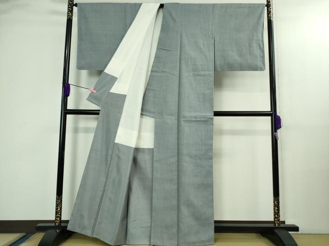 平和屋本店●極上　本場結城紬　重要無形文化財　色無地　藍鼠色　逸品　未使用　DZAB3097kh6_2