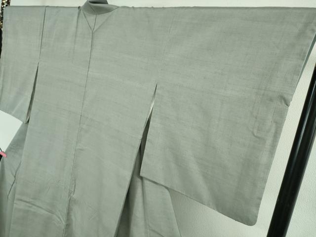 平和屋本店●極上　真綿結城紬　色無地　灰青色　織元おだや謹製　証紙付き　逸品　DZAB3098kh6_3
