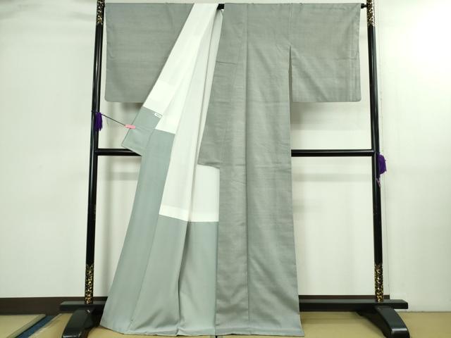 平和屋本店●極上　真綿結城紬　色無地　灰青色　織元おだや謹製　証紙付き　逸品　DZAB3098kh6_2