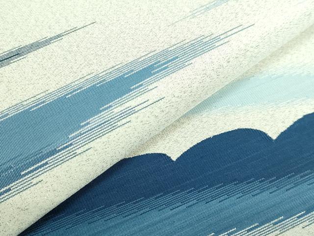 平和屋着物●極上　爪掻き本綴れ　太鼓柄袋帯　藍　霞文　銀糸　逸品　DZAB3109kh6_2