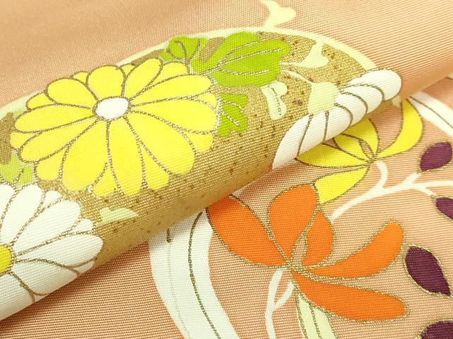 平和屋本店●極上　銀座　志ま亀　塩瀬　九寸名古屋帯　花丸文　金彩　雄黄色地　逸品　DZAB3179kh6_2