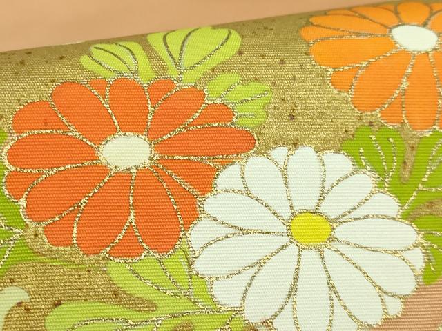 平和屋本店●極上　銀座　志ま亀　塩瀬　九寸名古屋帯　花丸文　金彩　雄黄色地　逸品　DZAB3179kh6_4
