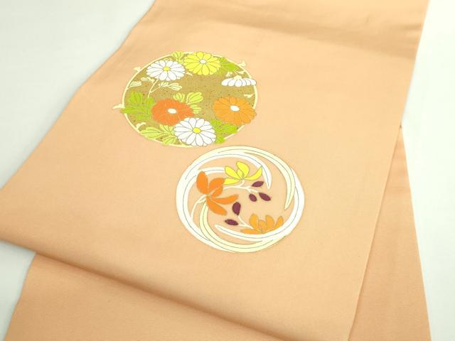 平和屋本店●極上　銀座　志ま亀　塩瀬　九寸名古屋帯　花丸文　金彩　雄黄色地　逸品　DZAB3179kh6_5