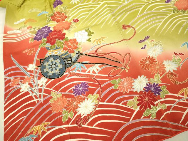 平和屋本店[]極上　七五三　女の子　3歳　祝着　三つ身　花車　暈し染め　金彩　逸品　DZAB3201kh6_2
