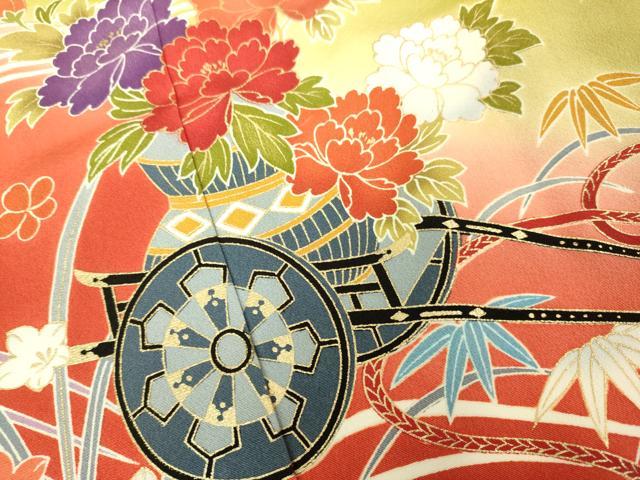 平和屋本店[]極上　七五三　女の子　3歳　祝着　三つ身　花車　暈し染め　金彩　逸品　DZAB3201kh6_3