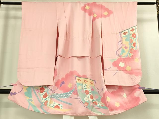 平和屋本店[]極上　七五三　女の子　3歳　祝着　三つ身　友禅　几帳吉祥花松文　暈し染め　逸品　DZAB3203kh6