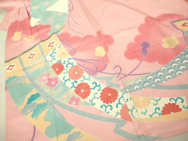 平和屋本店[]極上　七五三　女の子　3歳　祝着　三つ身　友禅　几帳吉祥花松文　暈し染め　逸品　DZAB3203kh6_2