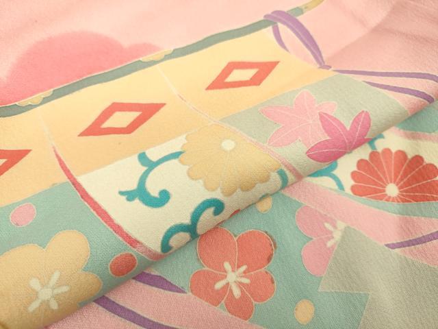 平和屋本店[]極上　七五三　女の子　3歳　祝着　三つ身　友禅　几帳吉祥花松文　暈し染め　逸品　DZAB3203kh6_4