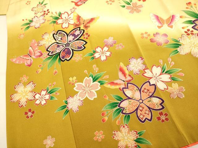 平和屋本店∵極上　女の子　十三参り　子供　祝着　舞蝶桜文　暈し染め　金彩　逸品　DZAB3231kh6_4