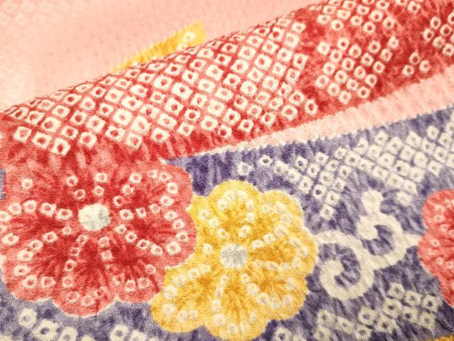 平和屋本店∵極上　女の子　十三参り　子供　祝着・襦袢(半衿刺繍)セット　駒刺繍　束ね熨斗　吉祥花松文　暈し染め　逸品　DZAB3232kh6_6