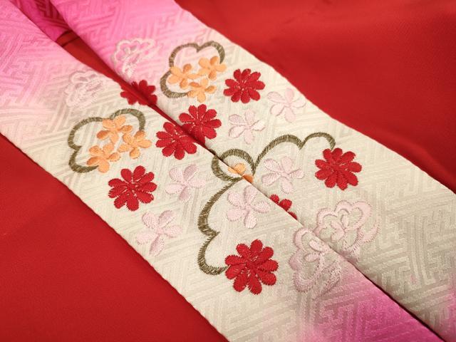 平和屋本店∵極上　女の子　十三参り　子供　祝着・襦袢(半衿刺繍)セット　駒刺繍　束ね熨斗　吉祥花松文　暈し染め　逸品　DZAB3232kh6_9