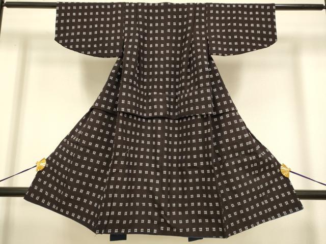 平和屋本店[]極上　子供　男の子　久留米絣　綿　着物・羽織セット　井桁絣　逸品　DZAB3244kh6_1