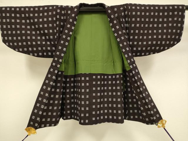 平和屋本店[]極上　子供　男の子　久留米絣　綿　着物・羽織セット　井桁絣　逸品　DZAB3244kh6_7