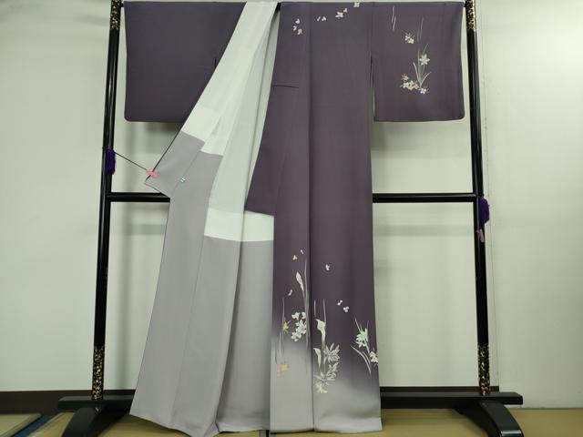 平和屋本店●極上　本加賀友禅作家　松島由美　訪問着　伸びやかな和み　暈し染め　古代紫色地　証紙付き　逸品　DZAB3280kh6_1